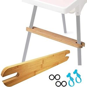 Voetsteun voor hoge stoel, verstelbare voetensteun van natuurlijk bamboe, antislip, met rubberen ringen en voetensteun van bamboehout, compatibel met IKEA Antilop kinderstoel