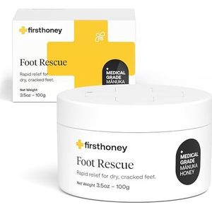 FIRST HONEY Manuka Voetcrème voor droge, gebarsten huid, snelle verlichting voor voeten, natuurlijke en geen vulstoffen, veilig voor kinderen en peuters, 2 oz
