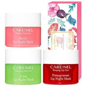 Lip Sleeping Mask 5g 3Set (Berry+Lime+Granaatappel), Koreaanse schoonheid, lipgloss en Moisturizers Cream Langdurig, Nachtbehandelingen Lippenbalsem Chapped voor Gebarsten lippen Behoud van vochtige
