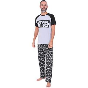 Heren Star Wars lange pyjamaset grijs zwart, Grijs, L