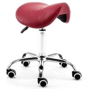 JAVPTAV Hydraulische rolkruk van leer, comfortabel, hoogte 48 tot 58 cm, voor kliniek, tandarts, spa, massagesalon, studio (rood)