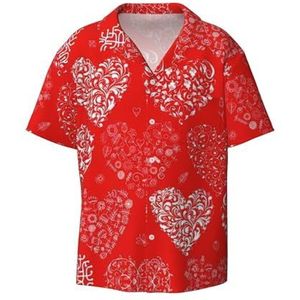 OdDdot Love. Print heren button down shirt korte mouw casual shirt voor mannen zomer business casual overhemd, Zwart, XL