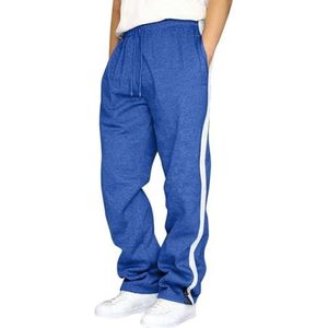 Baggy Joggingbroek Heren Lange Grijze Trainingsbroek Met Wijde Pijpen Vrijetijdsbroek Sportbroek Met Elastische Taille Wijde Baggy Hardloopbroek Warme Heren Joggingbroek Met Zakken (Color : Blue, Si