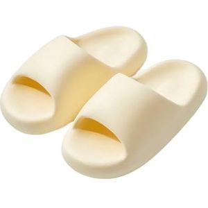 UBOHUZ Vrouwen Zomer EVA Dikke Enige Slides Koppels Effen Kleur Comfortabele Antislip Thuis Slippers Voor Badkamer, Zwembad, Geel, 38/39 EU