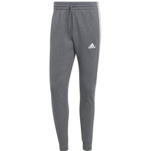 adidas Heren Essentials Fleece 3-Stripes Tapered Cuff Pants, dark grey heather, L Short