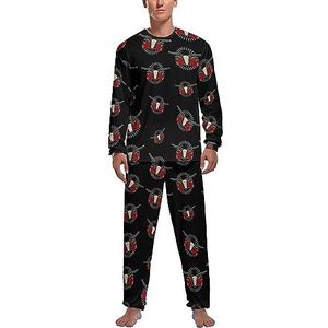 Bull Skull Rose Gun Zachte Heren Pyjama Set Comfortabele Lange Mouw Loungewear Top En Broek Geschenken S