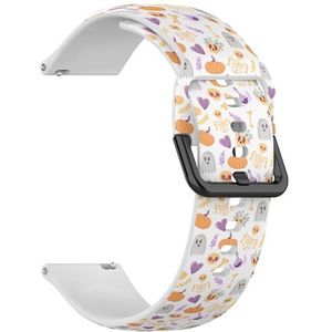 RYANUKA 18mm Zachte Siliconen Sport Horloge Band met Quick Release (Skeleton Ghost Pumpkin Bones Flowers) Vervanging Smartwatch Strap Armband