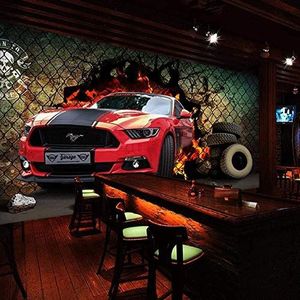 Fotobehang 3D fotobehang 3D auto sportwagen terreinwagen Jeep fotobehang bar 4S winkel behang Ktv Wifi behang naadloze wandbekleding - 200 cm x 140 cm