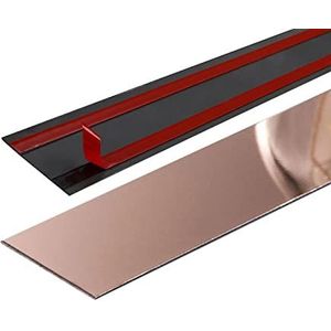Molding Trim Gemetalliseerde Afwerking Kit Strip, 9,8ft zelfklevende muurrandstrip, gemetalliseerde lijst en wandversiering, flexibele ultradunne decoratieve rand spiegelachtig afgewerkt(Rose Gold Mir