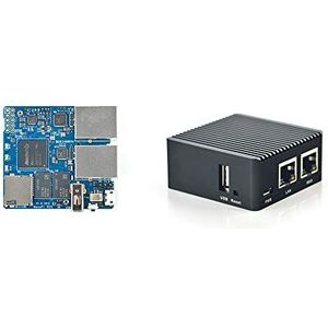 FriendlyElc NanoPi R2S Open Source Mini Router met Dual-Gbps Ethernet Poorten, 1 GB DDR4, RK3328 Soc voor IOT, NAS en Smart Home Gateway, bundel met CNC Metalen Behuizing