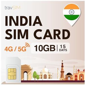travSIM simkaart India | 6GB mobiele data | Gratis roaming in Sri Lanka en meer dan 15 landen in Azië | Het plan op deze simkaart India is 10 dagen geldig