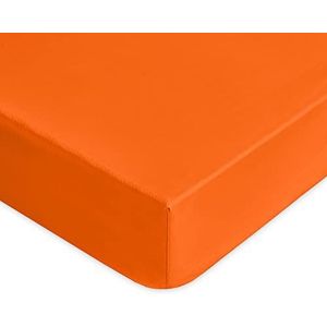 Lisola Hoeslaken voor eenpersoonsbed, 100% katoen, elastisch, gemaakt in Italië, 90 x 200 x 30 cm, eenkleurig, model: Tortona, oranje