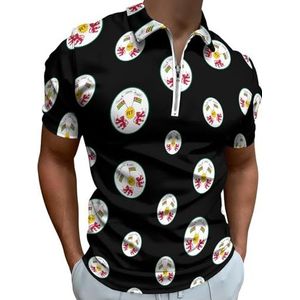 Coat Arms of Togo Poloshirts met halve rits voor heren, slim fit T-shirt met korte mouwen, sneldrogend golftops T-shirts L
