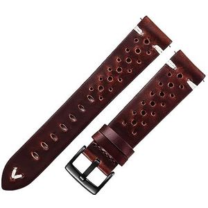 LUGEMA Lederen Horlogeband Riem Unisex Handgemaakte Vintage Poreuze 18 20 22mm Lederen Band Bruine Olie Wax Lederen Horlogeband Snel Vrijgeven (Color : Dark Brown-Black, Size : 22mm)