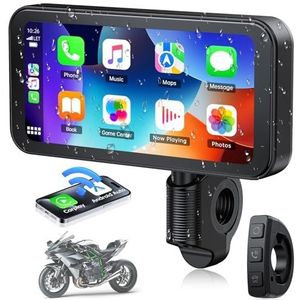 Lamto Carplay draadloos scherm voor motorfiets, draagbaar, CarPlay en Android Auto, 6,25 inch IPS-waterdicht touchscreen met Bluetooth 5.0, navigatie/Siri/Google
