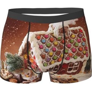 ZJYAGZX Kerst Dorp Huis Print Heren Zachte Boxer Slips Shorts Viscose Trunk Pack Vochtafvoerend Heren Ondergoed, Zwart, M
