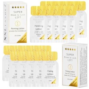 XXL Lashes wimperliftinglotions voor wimperpermanent, wimperlaminering, wenkbrauwlaminering, 10x permanent en 10x fixatielotions, in steriele wegwerpzakjes, geen krimp, geen verlies aan houdbaarheid