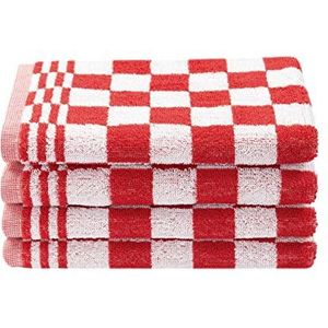 ZOLLNER Set van 4 katoenen keukendoeken, 50 x 50 cm, absorberende en duurzame keukendoeken, wasbaar tot 60 °C, rood geruit, gastronomiekwaliteit, Oeko Tex®-gecertificeerd