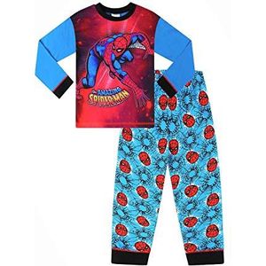 Jongens Marvel Spiderman Lange Pyjama Set W22 Rood Blauw, Rood, 3-4 jaar