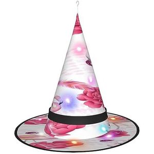 ASEELO Heksenhoed roze flamingo's Halloween heksen hoed voor Halloween kostuum carnaval accessoire