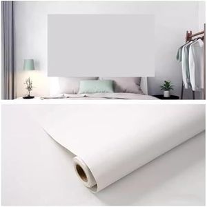 Zelfklevend behang slaapkamer behang, Zelfklevend behang, zelfklevend en plakbaar behang, zelfklevend verwijderbaar behang, effen gekleurd behang for wandbekleding(Bianco,0.6x5m)