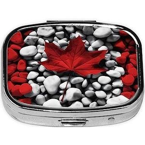 Canada Vlag Wallpapers Pillendoos Rechthoek Pil Case 2 Compartiment Geneeskunde Pil Organizer Draagbare Reizen Pillendoos Geneeskunde Vitamine Kabeljauw Leverolie Opbergdoos Leuke Unieke Gift