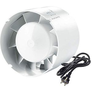 Airope, Afvoerventilator, 100 mm, stil, 107 m³/u, 14 W, kabel online, axiaal van versterking, energiebesparend, voor badkamer, toilet, tent, broeikas, keuken, kantoor, garage