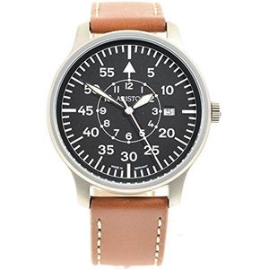 Aristo Klok - klassiek pilotenhorloge 3H80 met grote minuterie, armband