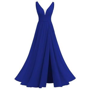 Off-shoulder bruidsmeisje jurken A-lijn formele avond prom jurk voor vrouwen met split WYX545, koningsblauw, 36