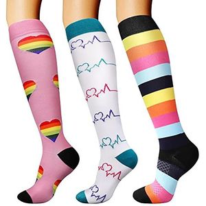 DRESHOW Compressiesokken voor Mannen & Vrouwen voor Atletiek Lopen Reizen Fietsen