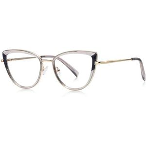moomoobird Anti-Blue Light Bril voor Vrouwen Metalen Cat Eye Bril Frame TR90 Mode Bril, Grijs Goud Frame, Large