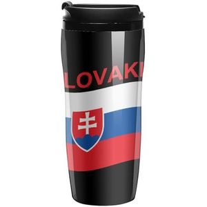 Vlag van Slowakije Koffiekopjes Met Deksels Dubbele Muur Plastic Reizen Koffie Mok Verwijderbare Drankjes Tumbler 350ml