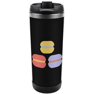 Platte Macarons Travel Mok Rvs Koffie Cup Isolatie Tumbler Thermische Mok voor Thee Sap