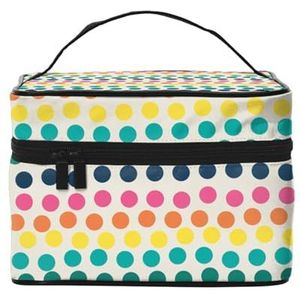 Zomer Polka Dots Kleurrijke, Make-uptas Kosmetische Zak Draagbare Reizen Toilettas Potlood Case, zoals afgebeeld, Eén maat