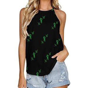 Vegetarische hartslag dames tanktop zomer mouwloze T-shirts halter casual vest blouse print t-shirt 2XL