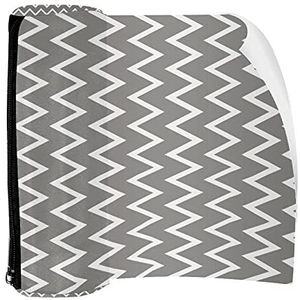 Potlood Case Pen Tas Houder met Rits Coin Organizer Tassen Make-up Cosmetische Pouch voor Vrouwen Tiener Meisjes Jongens Kinderen, Grijs Driehoek Wave Streep Patroon