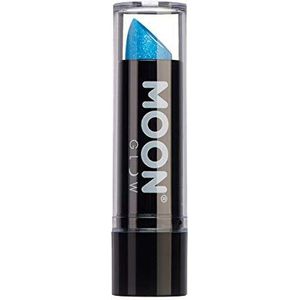 Moon Glow Neon UV Glitter Lipstick - Kleurrijke neon glitter lippenstift - gloeit onder UV-stralen, blauw, 5 g (verpakking van 1 stuks)
