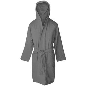 Jenny Sesal Badjas van microvezel met capuchon en riem, heren/dames, ruimtebesparende verpakking (L, donkergrijs)