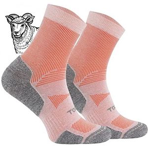 TODO BP LIGHT Dun wandelsokken van merinowol voor heren en dames, trekkingsokken, ademend, antibacterieel, functionele sokken, outdoor, Quarter - Coral, 35-38 EU