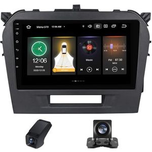 Autoradio 2 Din Bluetooth met Carplay en Android Auto,geldt voor Suzuki Vitara 4 2014-2018 9 inch met touchscreen stereo auto ondersteunt stuurbediening Achteruitrijcamera FM AM(NF-2)