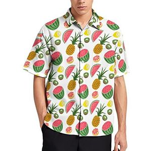 Watermeloen Ananas Kiwi Citroen Hawaïaans shirt voor mannen zomer strand casual korte mouw button down shirts met zak