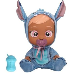 Cry Babies Disney Stitch, pop met gepersonaliseerde blauwe pyjama en echte tranen, speelgoed voor meisjes en jongens vanaf 18 maanden