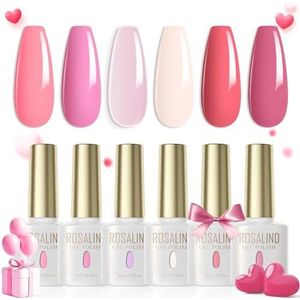 ROSALIND UV Nagellak Pastel, 6 Kleuren Roze Neon Roze Baby Hot Pink Gel Nagellak Set Kleur Gel voor Nagels Soak Off UV LED Valentijnsdag Voor Lamp Pastel Lente Zomer