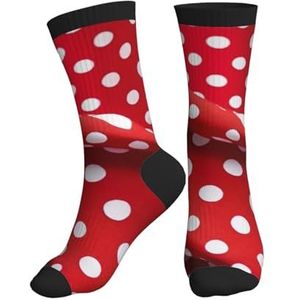 PPHGUT Rood Wit Polka Dot Print Volwassenen Mid Tube Sokken Ademend Sport Running Gym Training Jogging Activiteiten, Zwart, One size
