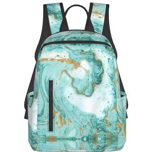 OdDdot Turquoise Goud Marmer Print Laptop Rugzak Casual Boekentas Reizen Dagrugzak College Tas Voor Mannen Vrouwen, Turkoois goud marmer, Eén maat