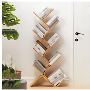 Hoekboom Boekenplank, Vloerstaande Boekenkast Verticale Boekenplanken, 3-8 Tier Opslag Display Plank, Boekenboom Organizer Planken For Slaapkamer Kantoor(Original wood color,8 tier)