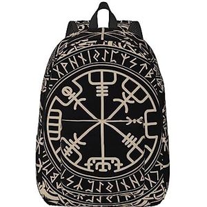 Magical Design Norse Runes Compass Canvas Grote Capaciteit Duffel Tas met Verstelbare Schouderriemen voor School Outdoor Sport, Zwart, M