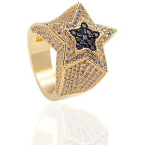 Europa en Amerika Hip Hop Star Ring voor Mannen Vrouwen Mannen Vrouwen Punk Band Ring Nieuwheid Jewelry (Color : Gold_8)