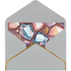 Glitter Abstract Diamond Crystal Patroon Gedrukt Wenskaarten, Prachtige Blanco Wenskaarten met Enveloppen, Grappige Kaarten voor elke gelegenheid