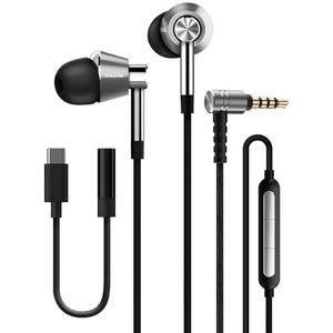 1MORE Triple Driver In Ear Oordopjes, Hi-Res Koptelefoon met MEMS Microfoon, Krachtige Bass Geluid, Inline Afstandsbediening, Bedrade Oordopjes met 3.5mm Aansluiting voor Smartphones en PC (Zilver)